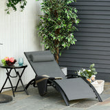 easycomfort easycomfort sdraio da giardino reclinabile su 5 livelli con cuscino rimovibile in alluminio e textilene grigio