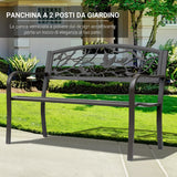 easycomfort easycomfort panchina da esterno in ghisa con schienale con decorazioni 127x60cm marrone