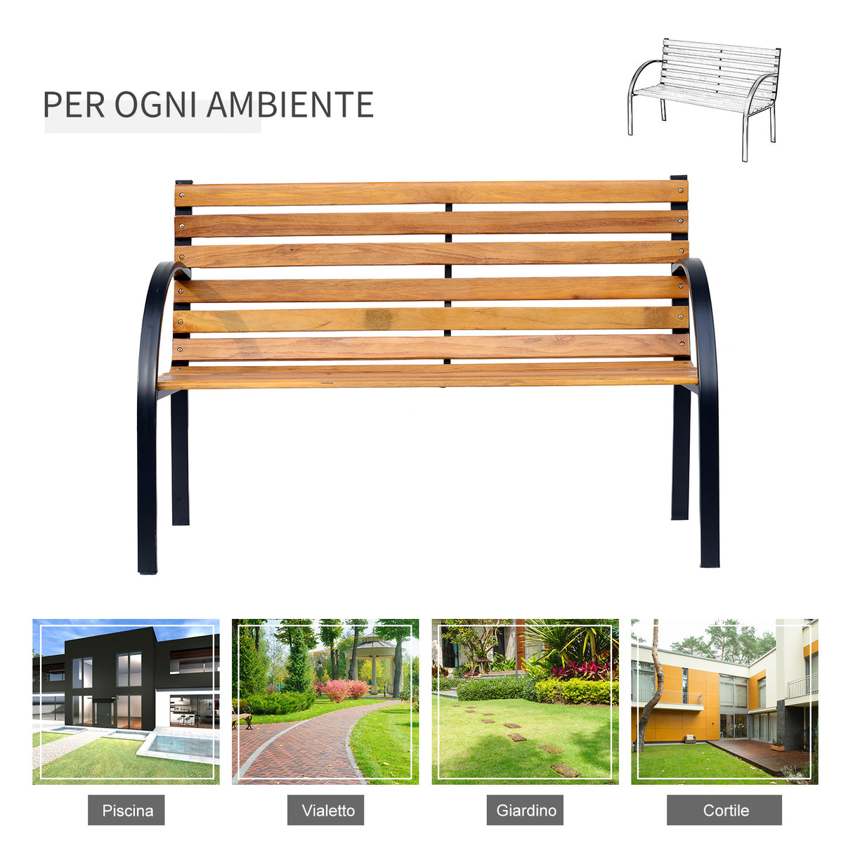 easycomfort easycomfort panca in legno 2 posti panchina da esterno giardino balcone