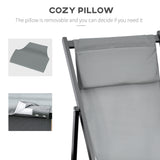 easycomfort easycomfort set 2 sedie poltrona sdraio da esterni pieghevoli e reclinabili in alluminio grigio 96 5 x 58 x 91 5cm