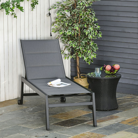 easycomfort easycomfort sdraio da giardino reclinabile su 5 livelli rivestimento imbottito alluminio e textilene grigio