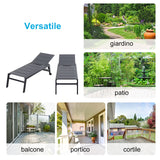 easycomfort easycomfort sdraio da giardino reclinabile su 5 livelli rivestimento imbottito alluminio e textilene grigio