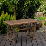 easycomfort tavolo da giardino stile country con gambe a ruota in legno di abete resistente alle intemperie 113x60x65cm