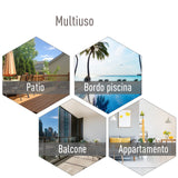 easycomfort easycomfort set 2 sedie pieghevoli da esterni in acciaio e textilene grigio e nero