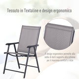 easycomfort easycomfort set di 4 sedie pieghevoli da esterni in acciaio e textilene grigio e nero