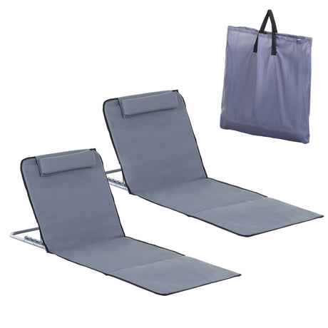 easycomfort easycomfort set 2 materassini da spiaggia pieghevoli con schienale regolabile grigio