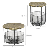 easycomfort easycomfort set di 2 tavolini da giardino in metallo con ceste arredamento da esterno stile industriale nero ean 8055776910338
