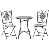 easycomfort mobili da giardino set da 3 pezzi con 2 sedie pieghevoli e 1 tavolino in metallo e ceramica