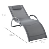 easycomfort easycomfort lettino prendisole in alluminio sedia sdraio da giardino in textilene nero con poggiatesta rimovibile