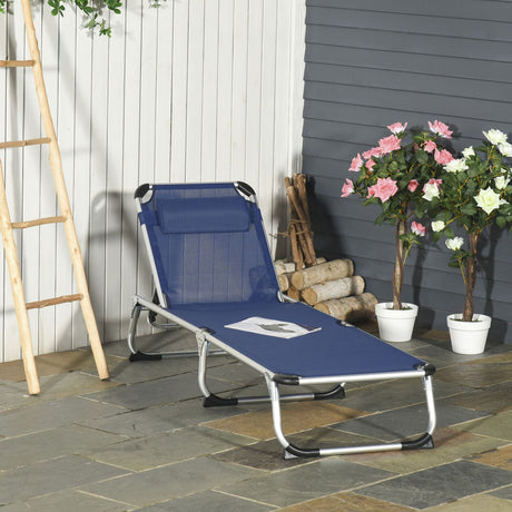 easycomfort easycomfort sdraio da giardino pieghevole con poggiatesta lettino prendisole con schienale regolabile blu scuro