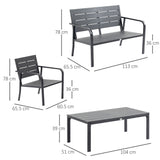 easycomfort set salotto da giardino da 4 pezzi con panchina a 2 posti 2 poltrone e tavolino caffe
