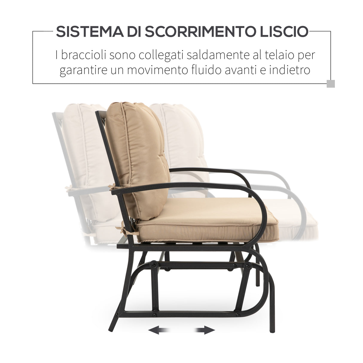 easycomfort easycomfort panchina a dondolo da giardino per 2 persone con cuscini per seduta e schienale 122x70x87cm khaki