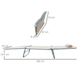 easycomfort set 2 lettini prendisole pieghevoli con schienale reclinabile a 4 livelli metallo e tessuto a rete beige