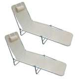 easycomfort set 2 lettini prendisole pieghevoli con schienale reclinabile a 4 livelli metallo e tessuto a rete beige