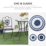 easycomfort set da giardino 3 pezzi con 2 sedie pieghevoli e 1 tavolino rotondo a mosaico