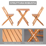 easycomfort set 3 pezzi tavolo e sedie da giardino pieghevoli in legno per esterni terrazzo picnic o campeggio salvaspazio e compatto teak