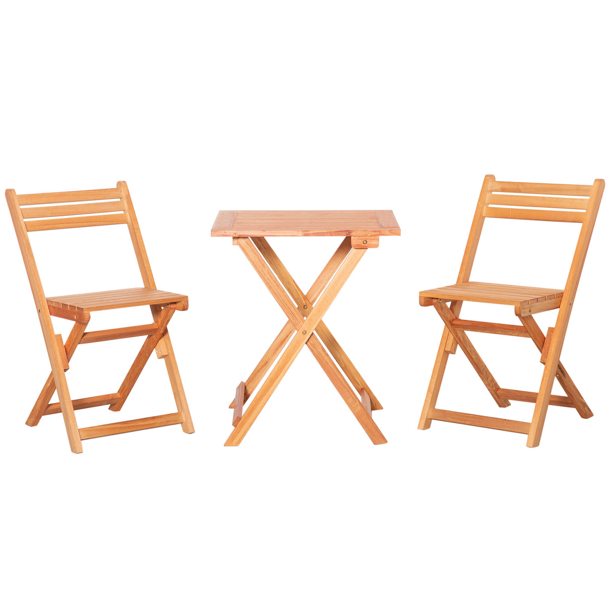 easycomfort set 3 pezzi tavolo e sedie da giardino pieghevoli in legno per esterni terrazzo picnic o campeggio salvaspazio e compatto teak