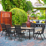 easycomfort easycomfort set 7pz tavolo con sedie da giardino pieghevoli e regolabili in texteline nero