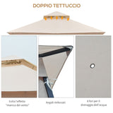 easycomfort easycomfort gazebo da giardino 3x3m in metallo con doppio tettuccio e pareti in poliestere beige