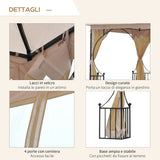 easycomfort easycomfort gazebo da giardino 3x3m in metallo con doppio tettuccio e pareti in poliestere beige