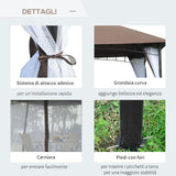 easycomfort easycomfort gazebo da giardino 3x3m con zanzariera tetto a 2 livelli in poliestere struttura in metallo marrone