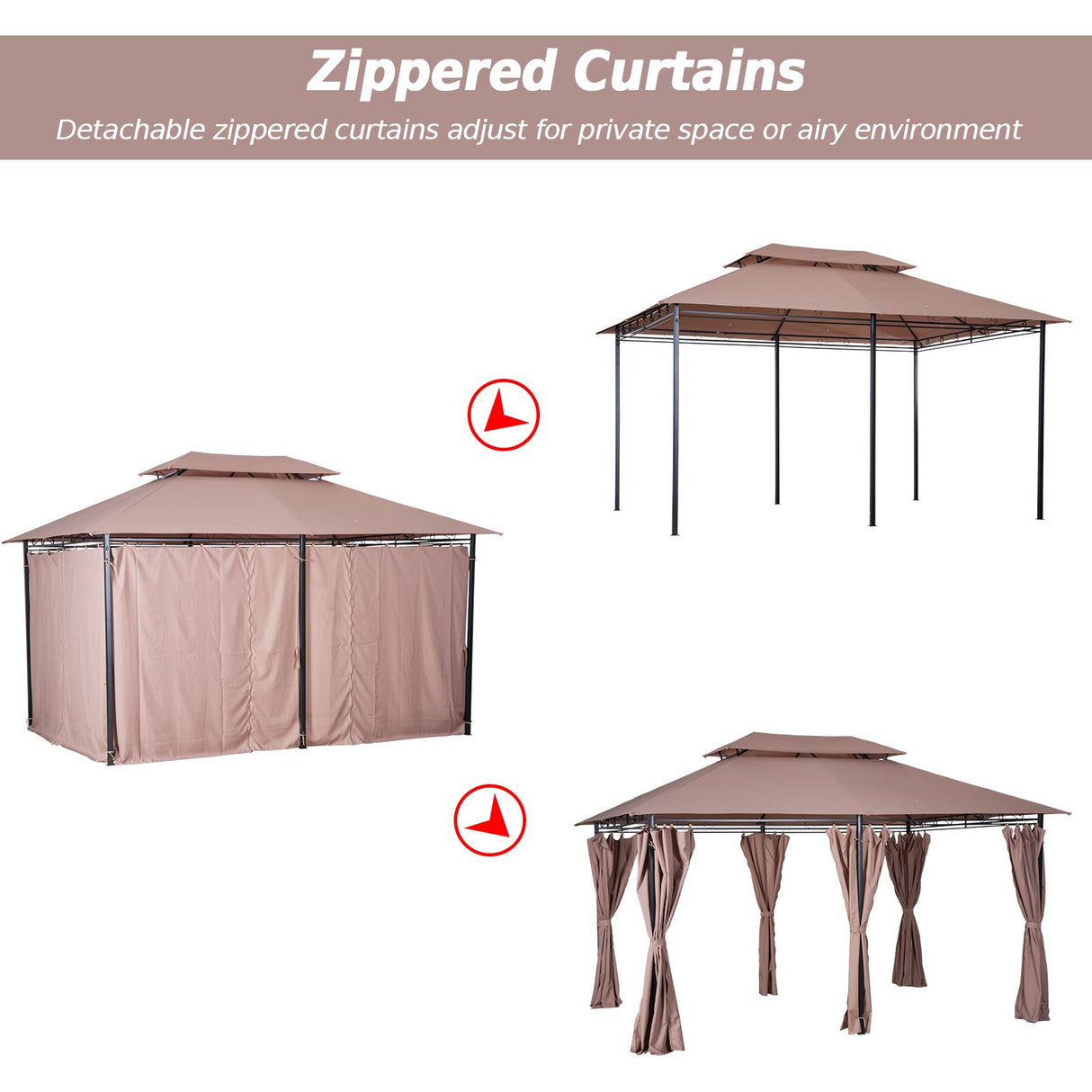 easycomfort easycomfort gazebo in acciaio con doppio tetto e tende impermeabili color cachi 4 x 3 m