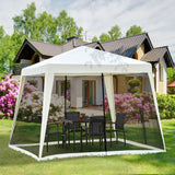 easycomfort easycomfort gazebo da giardino impermeabile con zanzariere beige 3 x 3 x 2.35 m