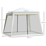 easycomfort easycomfort gazebo da giardino impermeabile con zanzariere beige 3 x 3 x 2.35 m