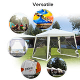 easycomfort easycomfort gazebo da giardino impermeabile con zanzariere beige 3 x 3 x 2.35 m