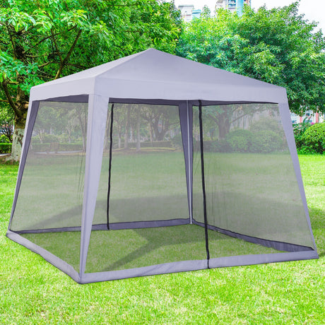 easycomfort easycomfort gazebo da giardino 3x3m con zanzariera copertura in poliestere e struttura in metallo grigio
