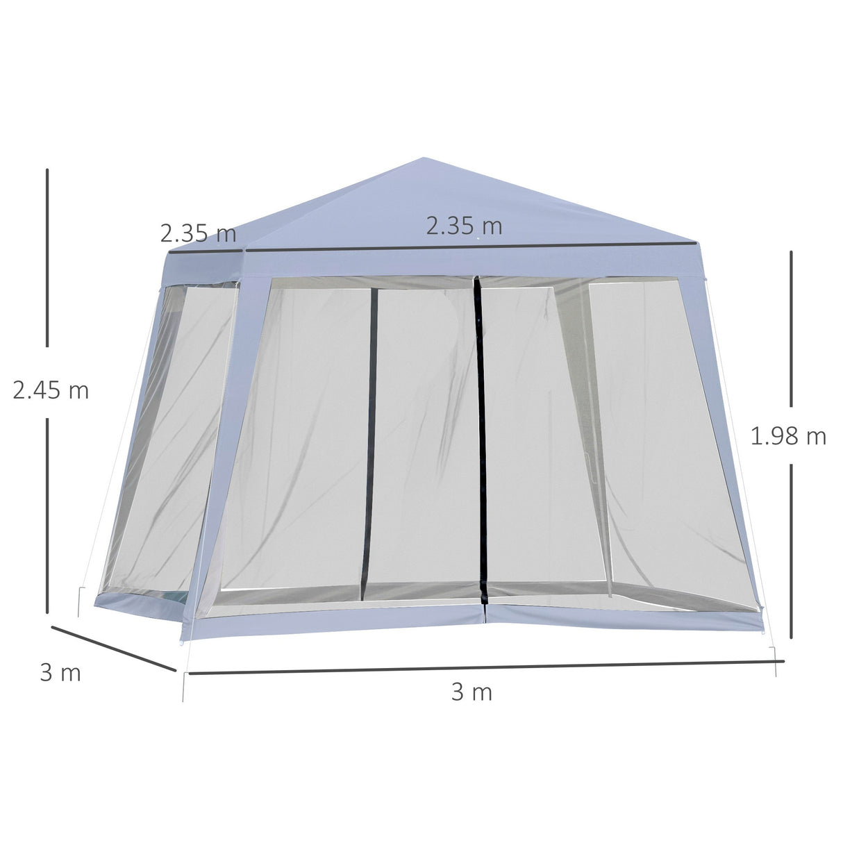 easycomfort easycomfort gazebo da giardino 3x3m con zanzariera copertura in poliestere e struttura in metallo grigio