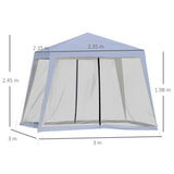 easycomfort easycomfort gazebo da giardino 3x3m con zanzariera copertura in poliestere e struttura in metallo grigio