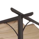 easycomfort easycomfort gazebo pergola da giardino parasole retraibile cornice nera tendale beige 350 x 350 x 230cm