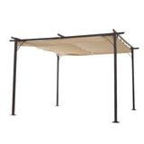easycomfort easycomfort gazebo pergola da giardino parasole retraibile cornice nera tendale beige 350 x 350 x 230cm