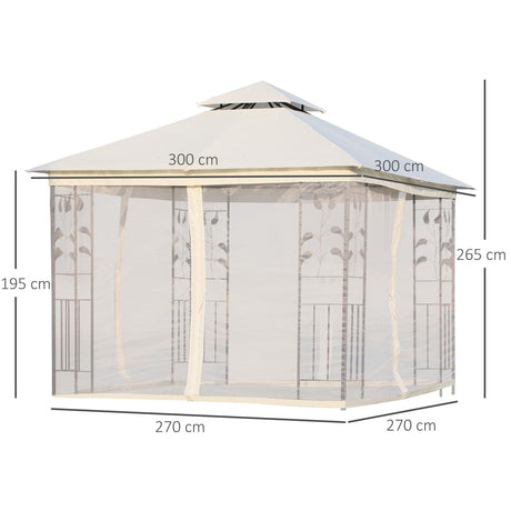 easycomfort easycomfort gazebo da esterno o giardino 3x3m con zanzariera telaio in acciaio e doppio tettuccio bianco