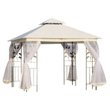 easycomfort easycomfort gazebo da esterno o giardino 3x3m con zanzariera telaio in acciaio e doppio tettuccio bianco