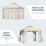 easycomfort easycomfort gazebo da esterno o giardino 3x3m con zanzariera telaio in acciaio e doppio tettuccio bianco