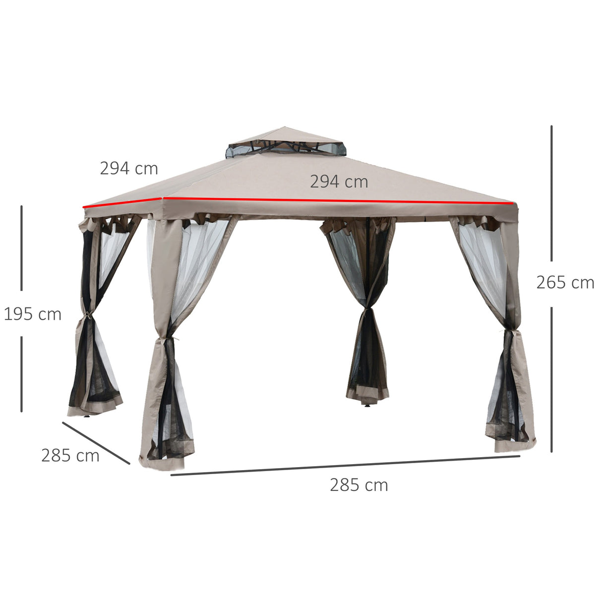 easycomfort easycomfort gazebo da giardino con zanzariera in metallo e poliestere 294x294cm