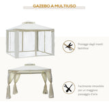 easycomfort easycomfort gazebo da giardino con paletti e corde doppio tetto zanzariera pareti laterali beige 294 x 294 x 263 cm