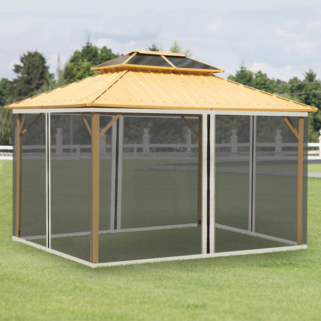 easycomfort zanzariera per gazebo tende di ricambio universale con cerniere 352x207cm nero beige