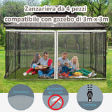 easycomfort zanzariera per gazebo tende di ricambio universale con cerniere 302x207cm nero beige