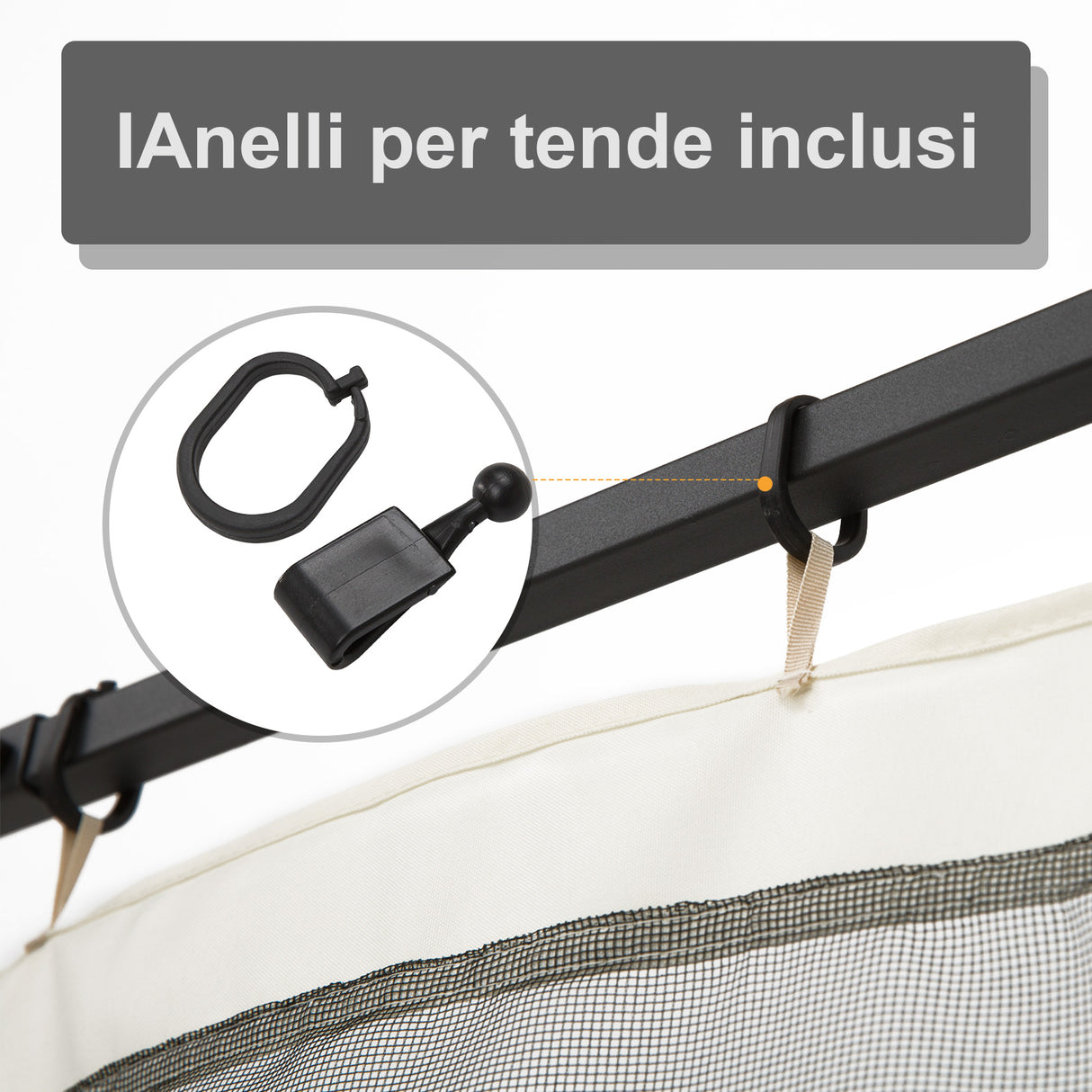 easycomfort zanzariera per gazebo tende di ricambio universale con cerniere 302x207cm nero beige