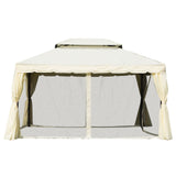 easycomfort easycomfort gazebo con doppio tetto zanzariere tende bianco crema 3x4m
