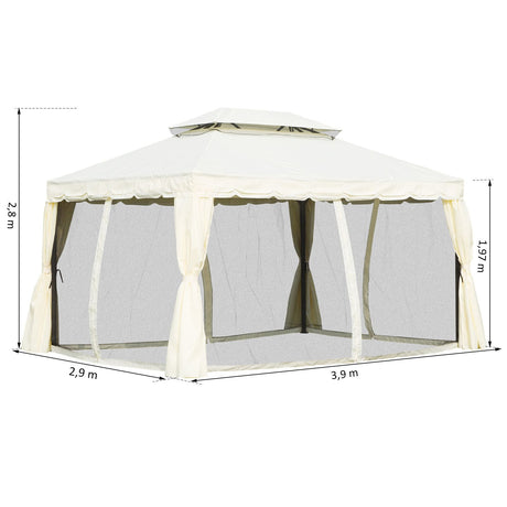 easycomfort easycomfort gazebo con doppio tetto zanzariere tende bianco crema 3x4m