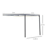 easycomfort easycomfort pergola a parete 3x3m da giardino in metallo con tettuccio scorrevole bianco crema