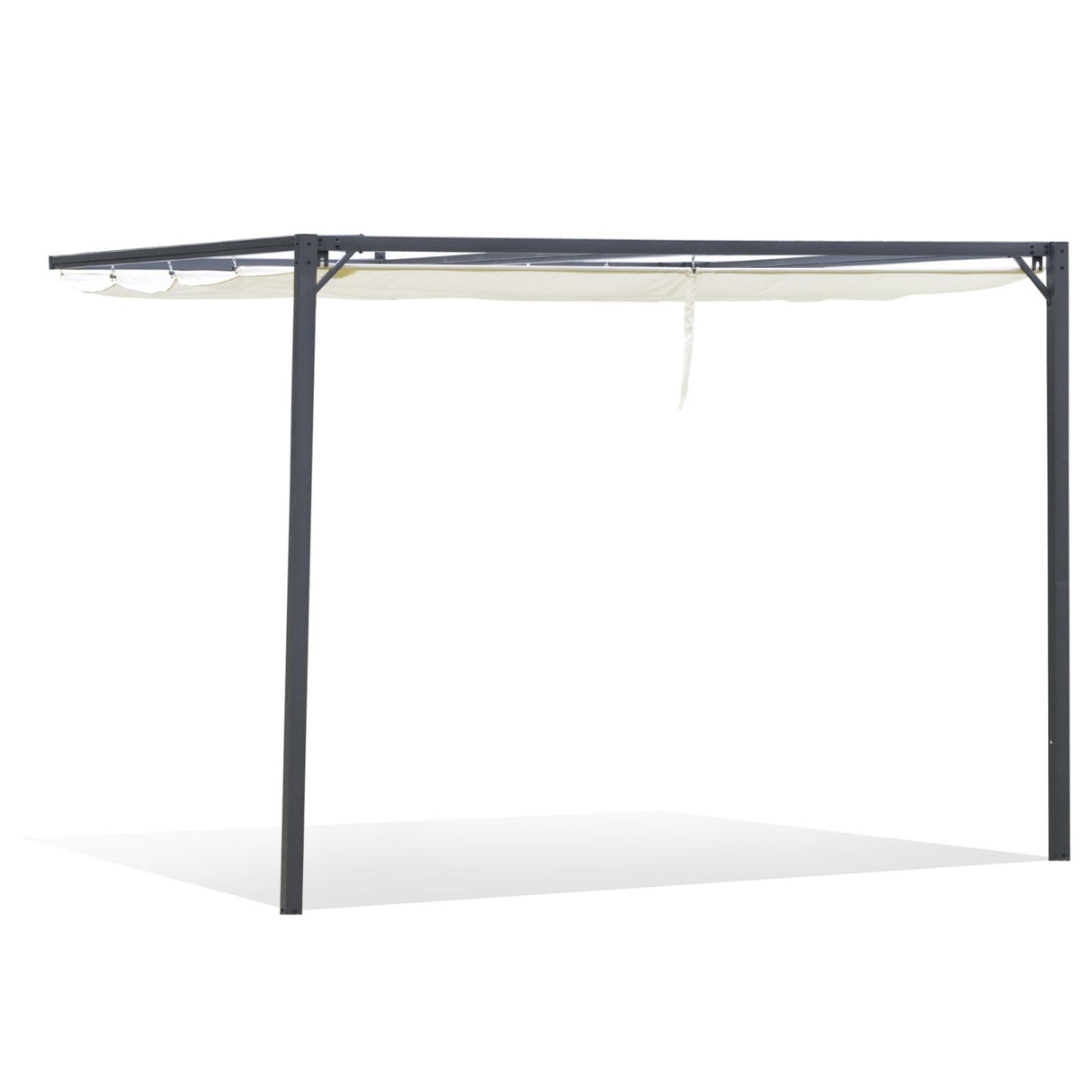 easycomfort easycomfort pergola a parete 3x3m da giardino in metallo con tettuccio scorrevole bianco crema