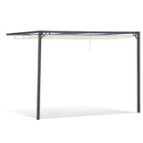easycomfort easycomfort pergola a parete 3x3m da giardino in metallo con tettuccio scorrevole bianco crema