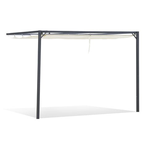 easycomfort easycomfort pergola a parete 3x3m da giardino in metallo con tettuccio scorrevole bianco crema