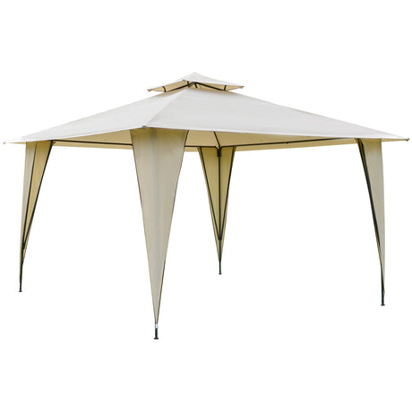 easycomfort easycomfort gazebo da esterno o giardino in metallo con doppio tettuccio beige