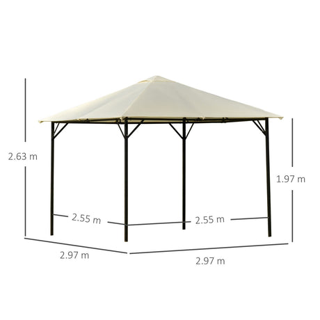 easycomfort easycomfort gazebo da giardino 3x3m in metallo con doppio tettuccio bianco crema
